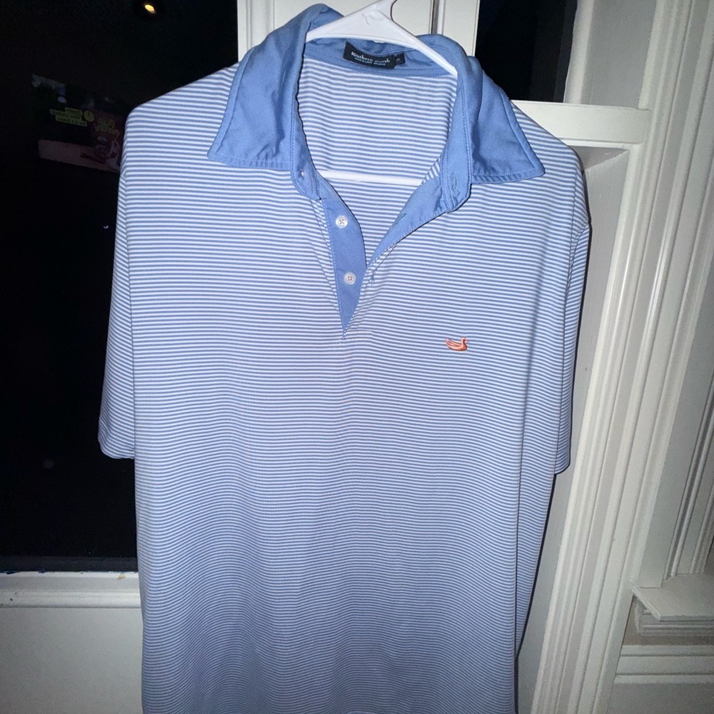 Men's Southern Marsh Blue Striped Polo Shirt